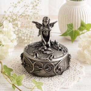 Veronese Fairy Trinket Box Pewter Style Jewelry Box Butterfly Wings Fantasy